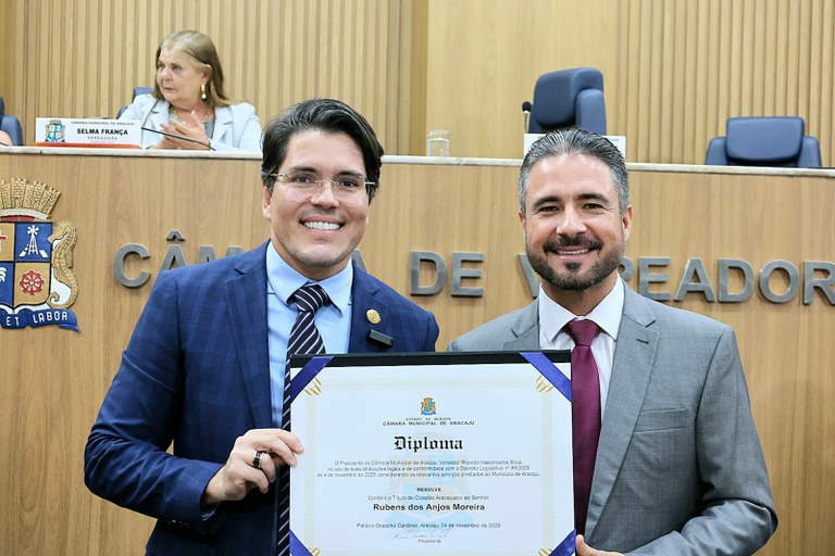 Câmara Municipal de Aracaju Concede Título de Cidadania ao Dr. Rubens dos Anjos Imagem do artigo