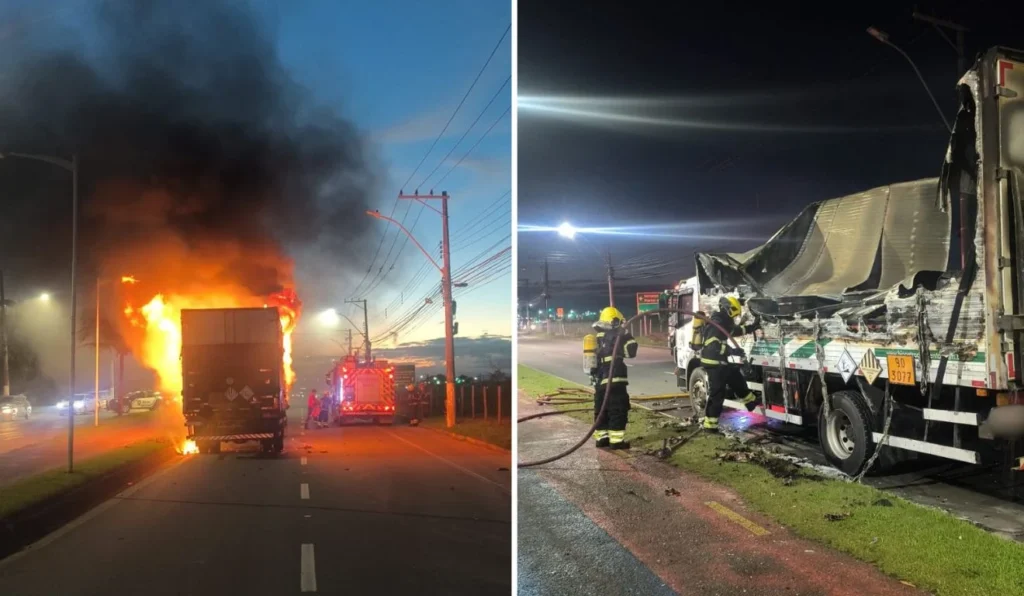 Caminhão de Carga Perigosa Incendeia em Avenida da Serra: Veja o Vídeo
