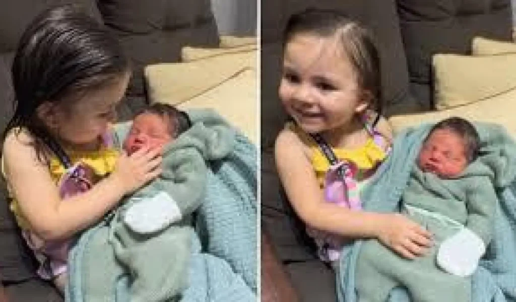 Menina de 2 anos Viraliza ao Conhecer Irmão Recém-Nascido pela 1ª Vez no Espírito Santo
