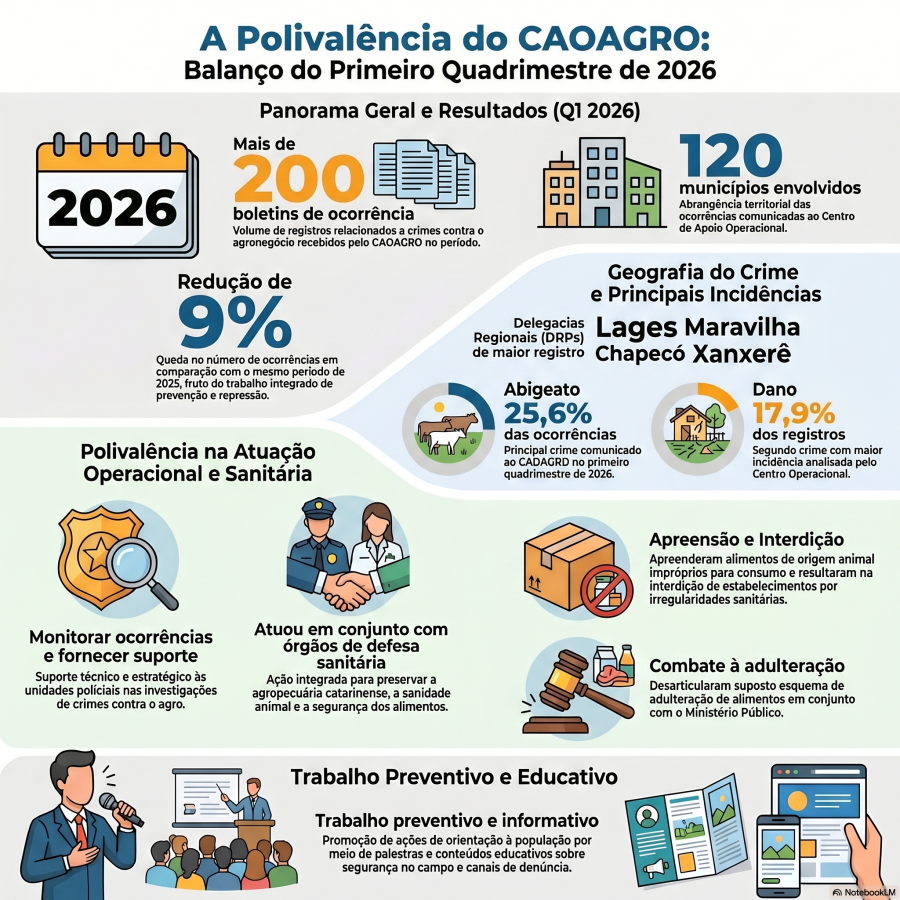 Crimes no Agronegócio em Santa Catarina Registam Queda de 9% em 2026 Crimes no Agronegócio em Santa Catarina Registam Queda de 9% em 2026